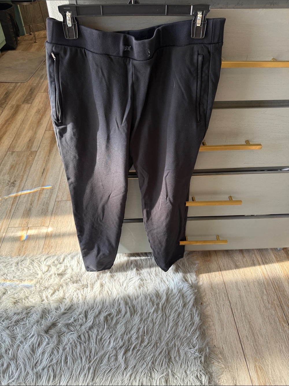 Theory Black Stretch Joggers with Zip Pockets